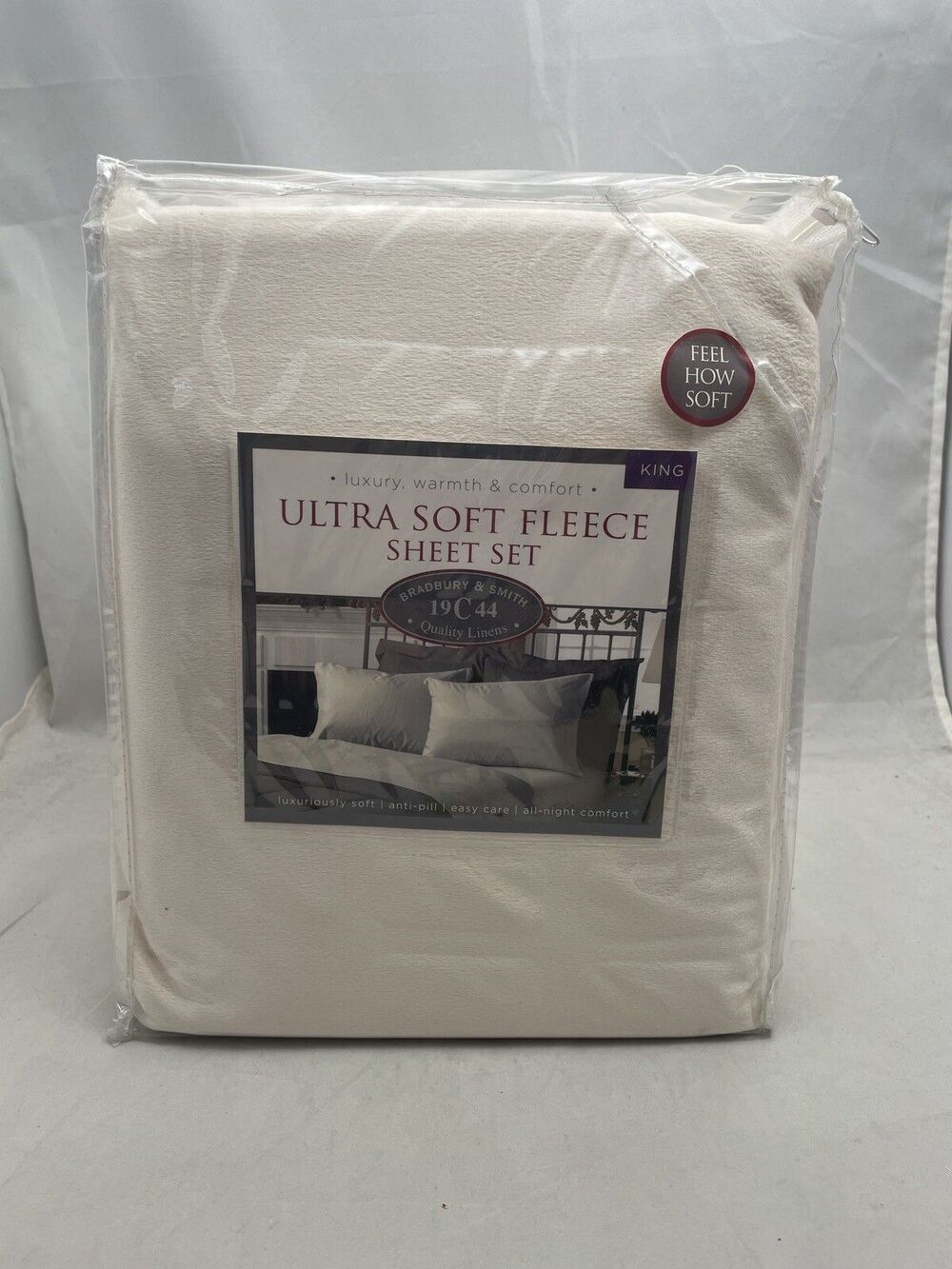 Bradbury Smith Quality Linens Ultra Soft Fleece Sheet Set King Ivory Antipill